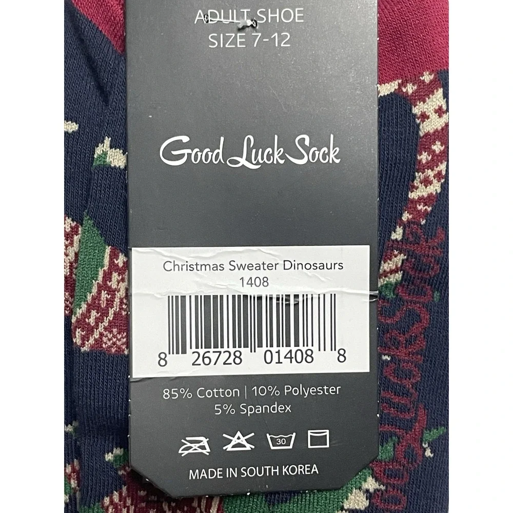 Good Luck Sock Women's Dinosaur Blue Tall Socks Festive XMAS Size 7-12